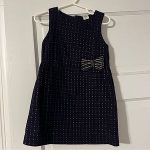 Kids dress size 3T Oshkosh navy blue silver bow zipper cotton